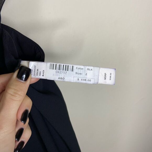 NWT Alice + Olivia Adel Leather Maxi Black Dress Waist Cutout Gown Size 2 - Picture 12 of 14